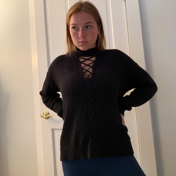 Kendall and Kylie lace up black sweater - Picture 3 of 5